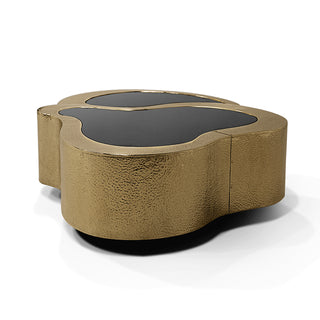 Luxury Hammered Brass Coffee Table with Wave Sculptural Design & Artisan Craftsmanship