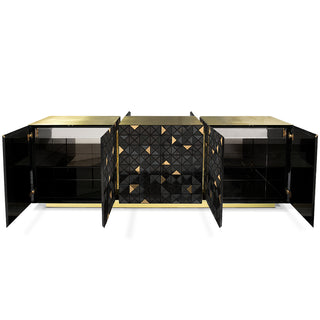 Luxury Anodized Metal Sideboard Cabinet with Pixel-Inspired Design & Hidden Storage