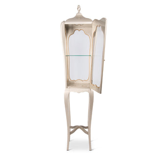 Luxury Slim Curio Display Cabinet with Glass Shelves & Mahogany Frame