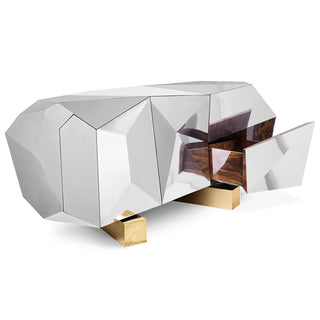 Luxury Black Faceted Sideboard Buffet Cabinet with Hidden Storage