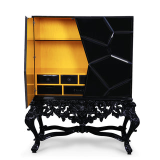 Luxury Curio Display Cabinet with Hand-Painted Tile Artwork & Glass Storage