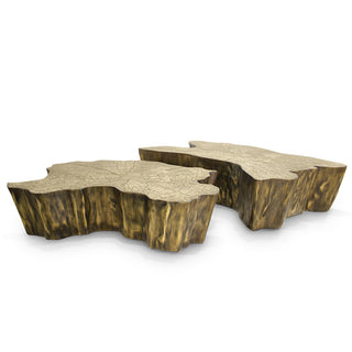 Luxury Patina Brass Coffee Table with Organic Sculptural Design & Handcrafted Finish