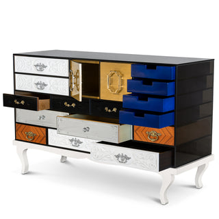 Luxury Patchwork Wood Sideboard Buffet Cabinet with Hidden Storage