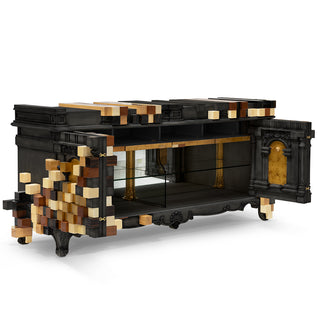 Luxury Mirrored Sideboard Buffet Cabinet with Gold Accents & Modern Storage