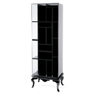 Luxury Tall Bookcase with Smoked Glass Shelves & Modern Display Storage