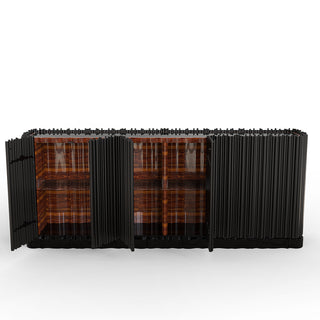 Luxury Brass Sideboard Cabinet with Sculptural Doors & Hidden Storage