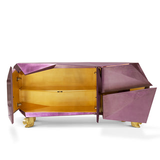 Luxury Diamond-Inspired Sideboard Cabinet with Black Gold Finish & Hidden Storage