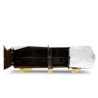 Luxury Diamond Sideboard Cabinet with Faceted Design & Hidden Storage