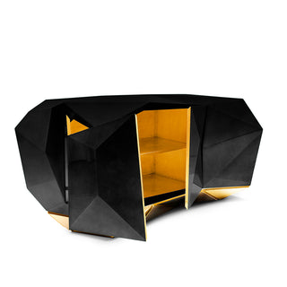 Luxury Emerald Green Sideboard Cabinet with Diamond-Inspired Faceted Design