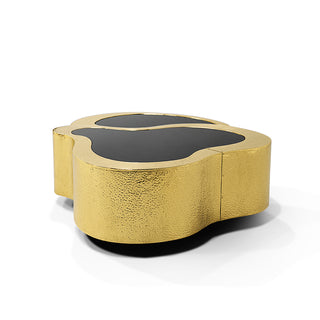 Luxury Hammered Brass Coffee Table with Wave Sculptural Design & Artisan Craftsmanship