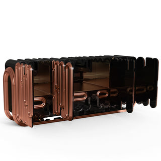 Luxury Gold Sideboard Buffet Cabinet with Sculptural Metal Design & Hidden Storage