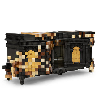 Luxury Mirrored Sideboard Buffet Cabinet with Gold Accents & Modern Storage