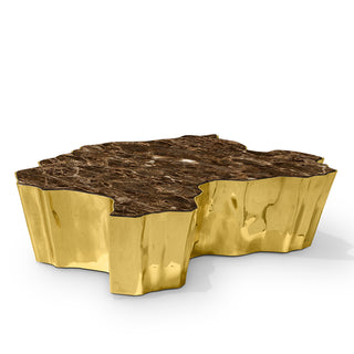 Luxury Patina Brass Coffee Table with Organic Sculptural Design & Handcrafted Finish