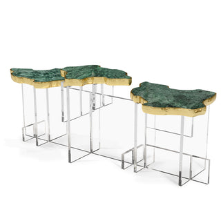 Luxury Designer Coffee Table with Hand-Painted Artistic Top & Sculptural Brass Base