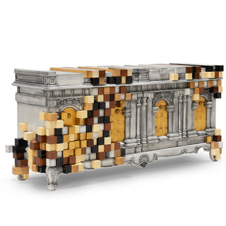 Luxury Mirrored Sideboard Buffet Cabinet with Gold Accents & Modern Storage