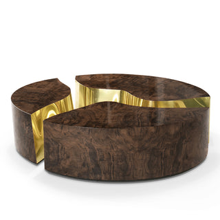 Luxury Oval Dining Table with Sculptural Brass Accents & High Gloss Finish