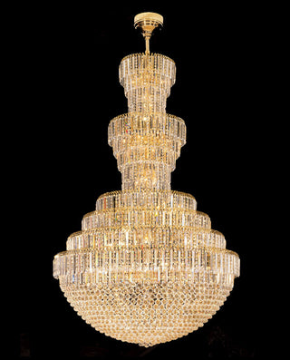 Large gold chandelier foyer lighting 71"W 106"H