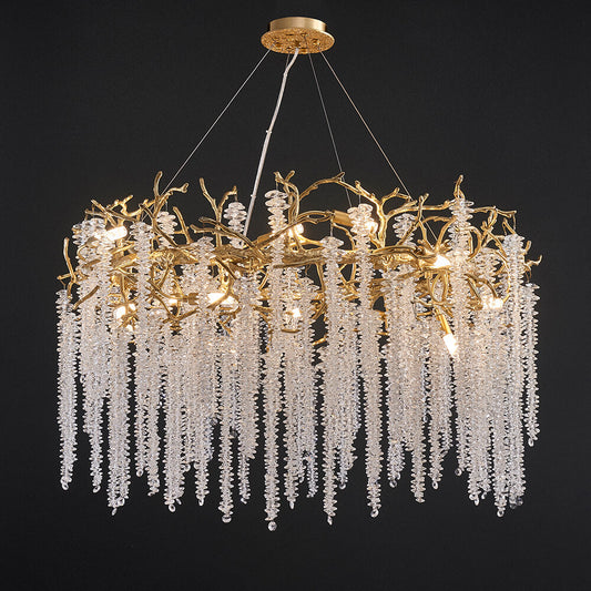 24-40 Inch Round Tree Branch Chandelier Modern Crystal Chandelier in Gold