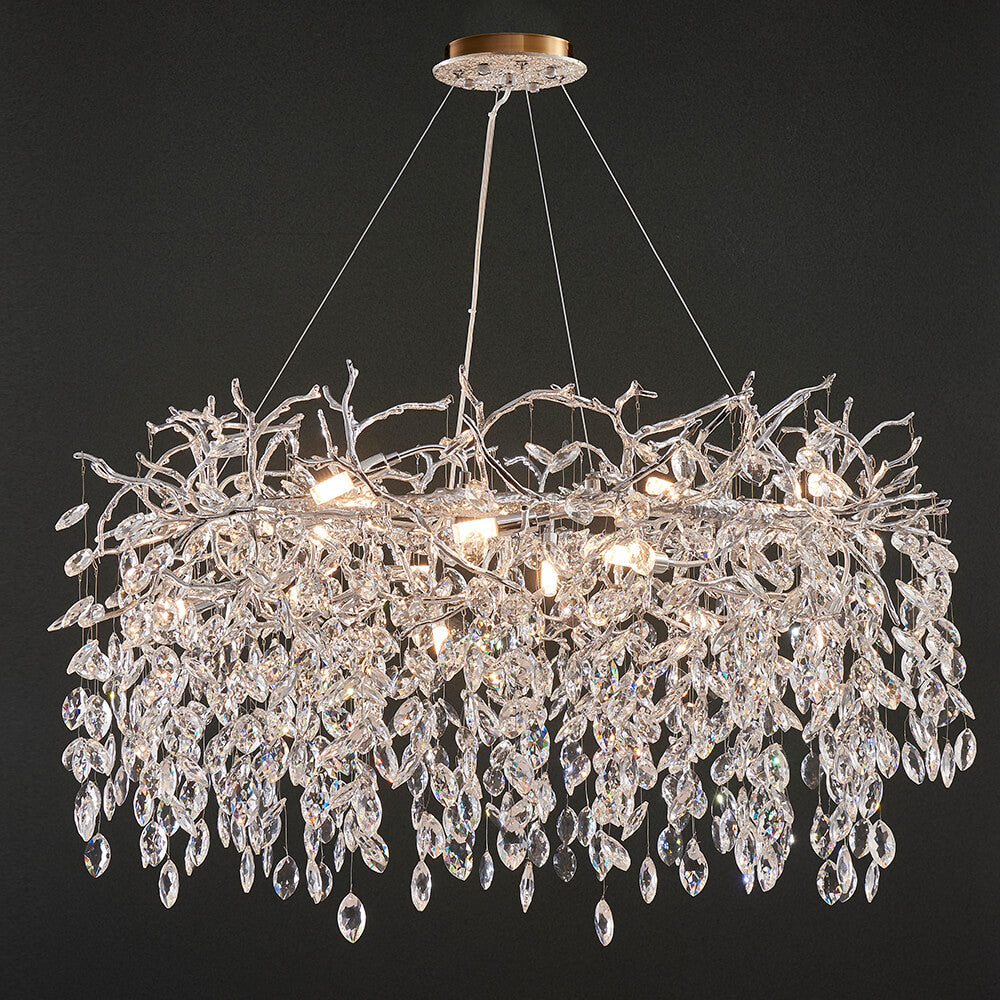 24-40 Inch Round Chandelier Silver Tree Branch Chandelier for Bedroom