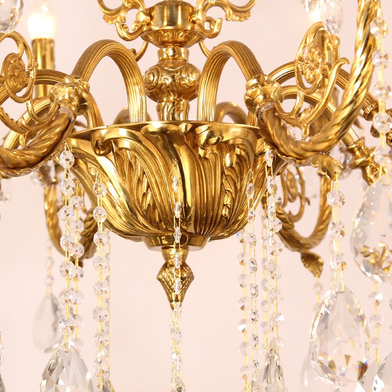 27X30 Inch 6 Lights Small Traditional Brass and Crystal Chandelier for Kitchen