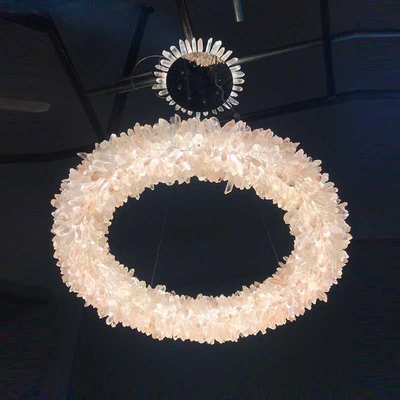 24-47 Inch Round Clear Geode Quartz Crystal Ring Pendant Light Modern ...
