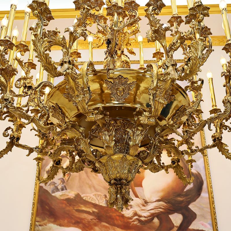 69X89 Inch 57 Lights Oversized Baroque Style Antique Copper Chandelier