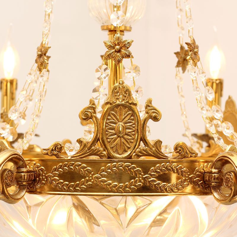 31X27 Inch 9 Lights Retro Style French Empire Chandelier Brass Chandelier for Study Room