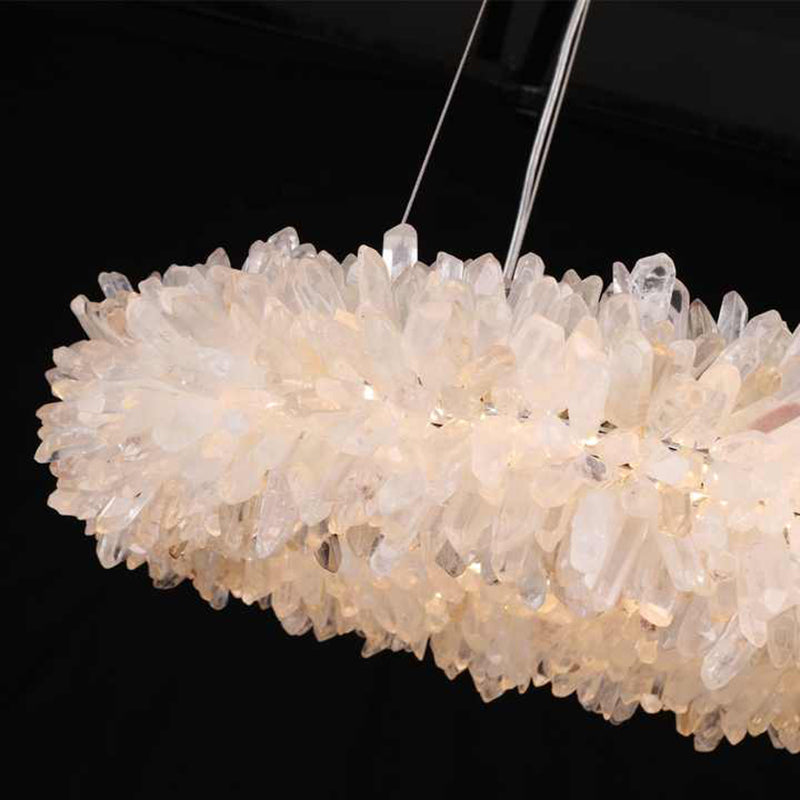24-47 Inch Round Clear Geode Quartz Crystal Ring Pendant Light Modern ...