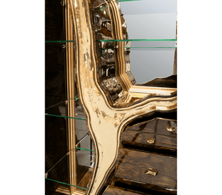 Luxury Walnut Display Cabinet with Sculptural Brass Accents & Hidden Storage