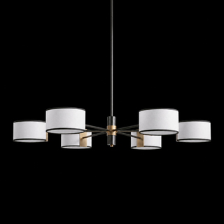 French-Inspired Black & White Fabric Round Chandelier