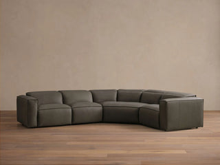 Coburn Motion Leather Four-Piece Corner Wedge Sectional