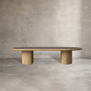Astor Marble Top Coffee Table Oval Cocktail Table Wood Base Sofa Center Tea Table
