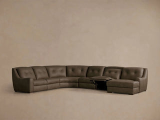 Perry Leather Six-Piece Motion Chaise Sectional