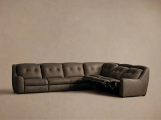 Perry Leather Six-Piece Motion Corner Sectional