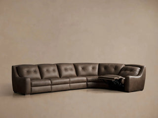 Perry Leather Five-Piece Motion Corner Wedge Sectional