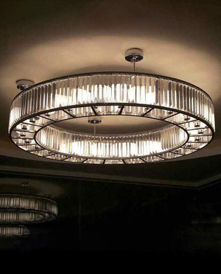 72 Inch Round Semi Flush Mounted Chandelier Big Modern Crystal Chandelier for Event Hall