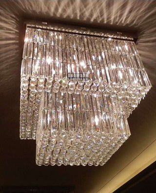 Two Layer Square Flush Mount Chandelier 33"W 24"H
