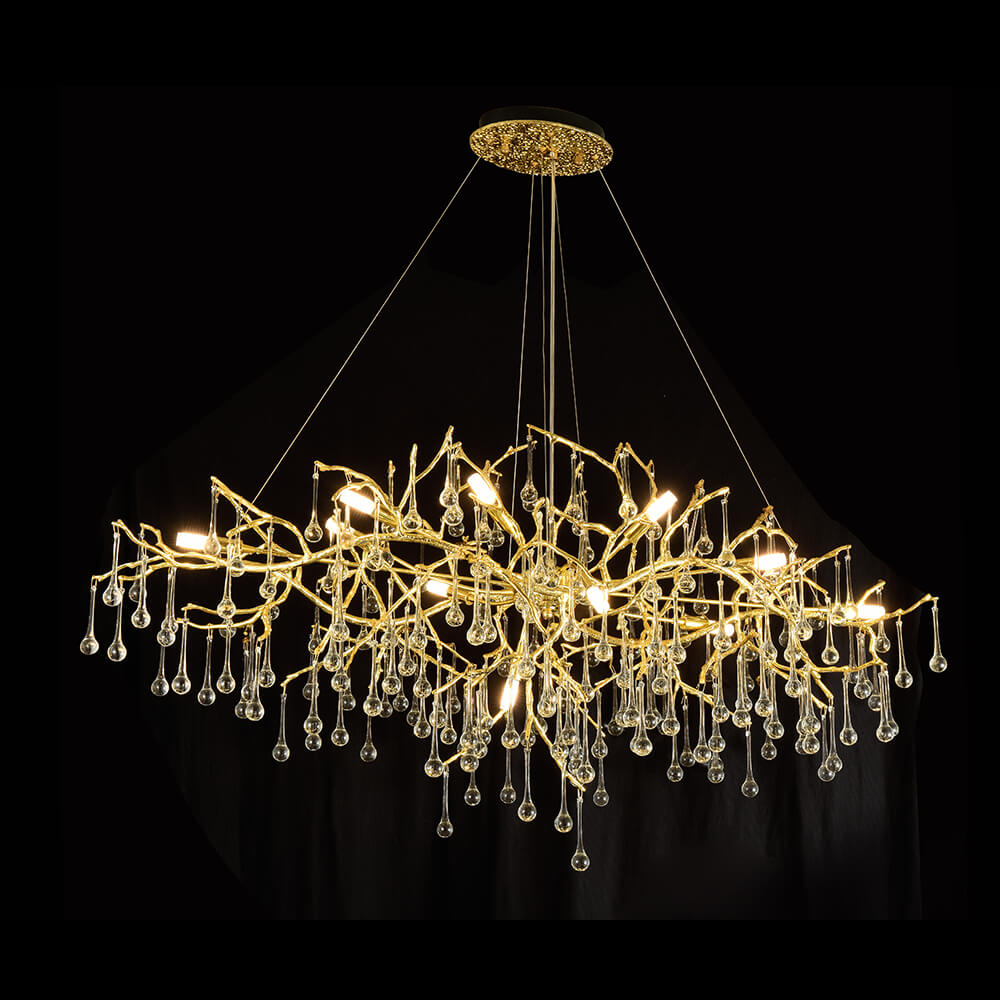 48-63 Inch Linear Chandelier Modern Glass Drop Chandelier for Dining Room