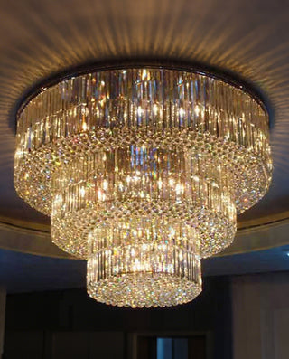 Three Tier Round Ceiling Crystal Chandelier Lighting 59"W 35"H