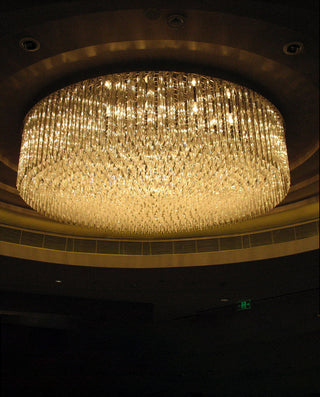 60 Inch Round Big Modern Flush Mounted Chandelier Light for Low Ceiling Rooms