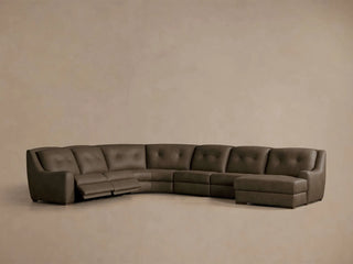 Perry Leather Six-Piece Motion Chaise Sectional