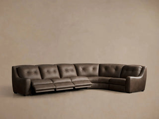 Perry Leather Five-Piece Motion Corner Wedge Sectional