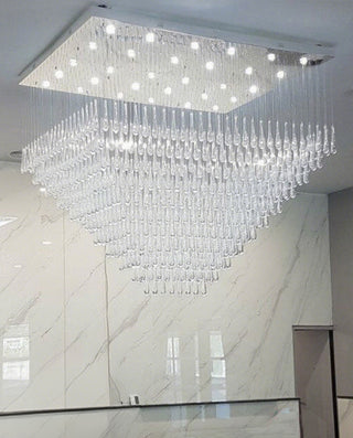 Large Rectangle Modern Glass Teardrop Flush Mounted Chandelier 59"W  71" H