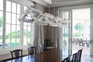 Jewel Seven Crystal Chain Links Rectangle Chandelier 16"W 16"H