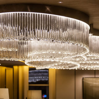 Customized european hotel large ring art glass chandelier