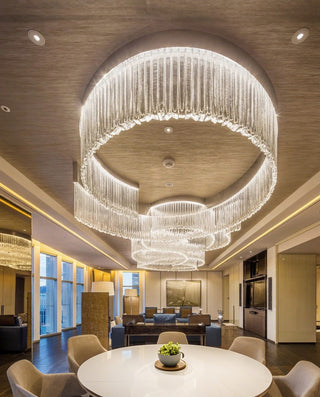 Customized european hotel large ring art glass chandelier