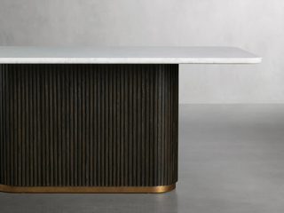 Finley Dining Table: Modern Minimalist Stone Top Column Base Dining Table