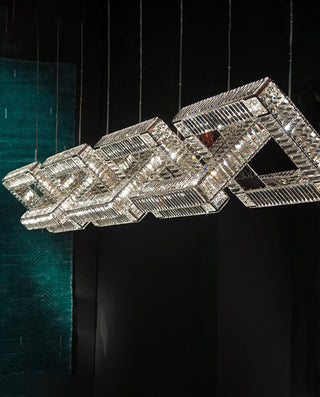 Jewel Seven Crystal Chain Links Rectangle Chandelier 16"W 16"H