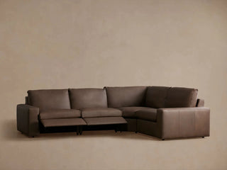Kipton Wide Arm Leather Four-Piece Motion Sectional