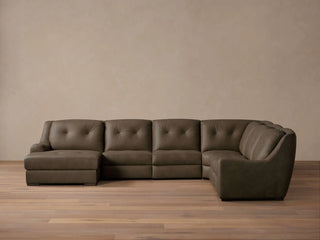 Perry Leather Six-Piece Motion Chaise Sectional